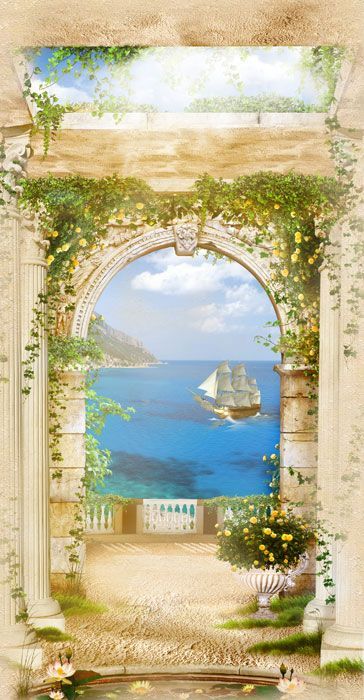 Фреска Античная арка с морским видом