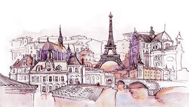 Фреска Графика Французская акварель  1073