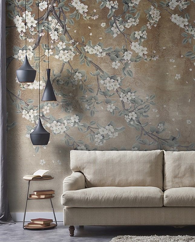 Фреска Графика Старая стена. Сакура. Лофт.  ag0378