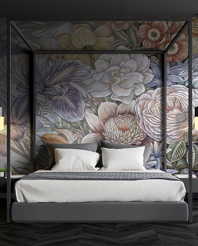 Фреска Графика Цветы. Современное искусство. ag0291