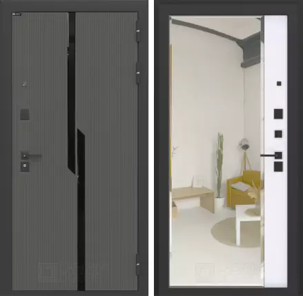 Входная дверь CARBON с зеркалом Панорама