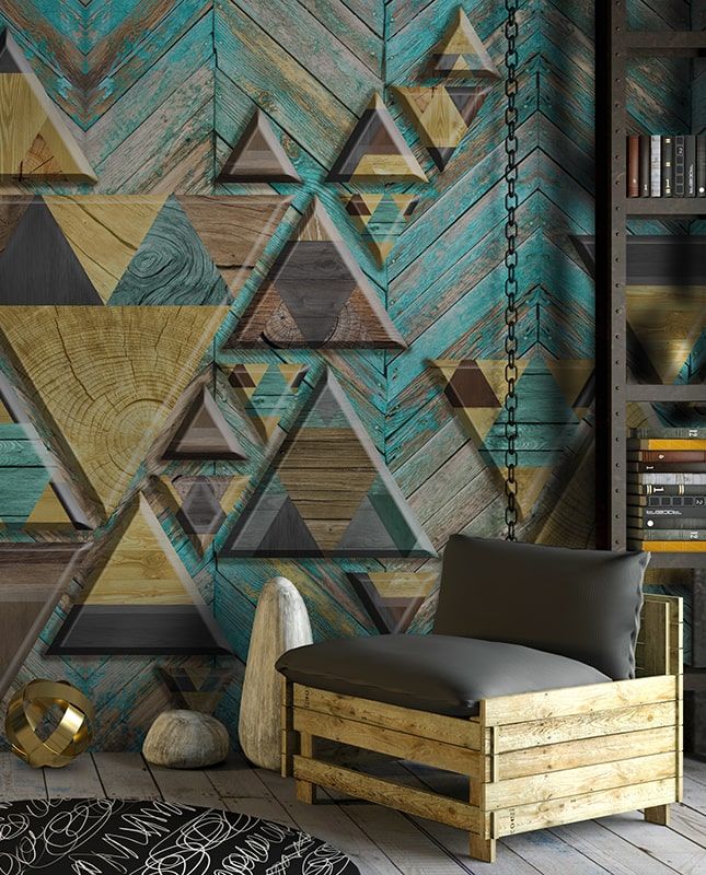 Фреска Графика Геометрия. Лофт. Паркетная доска. ag0186