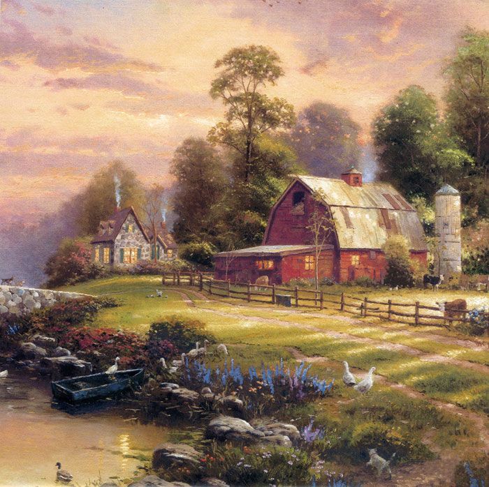 Фреска Домик на берегу реки