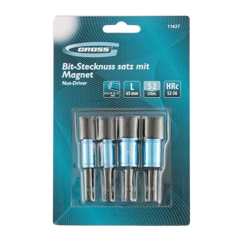 Биты с торцевой головкой, магнит, вращающаяся втулка,набор 8-10-12-13мм GROSS