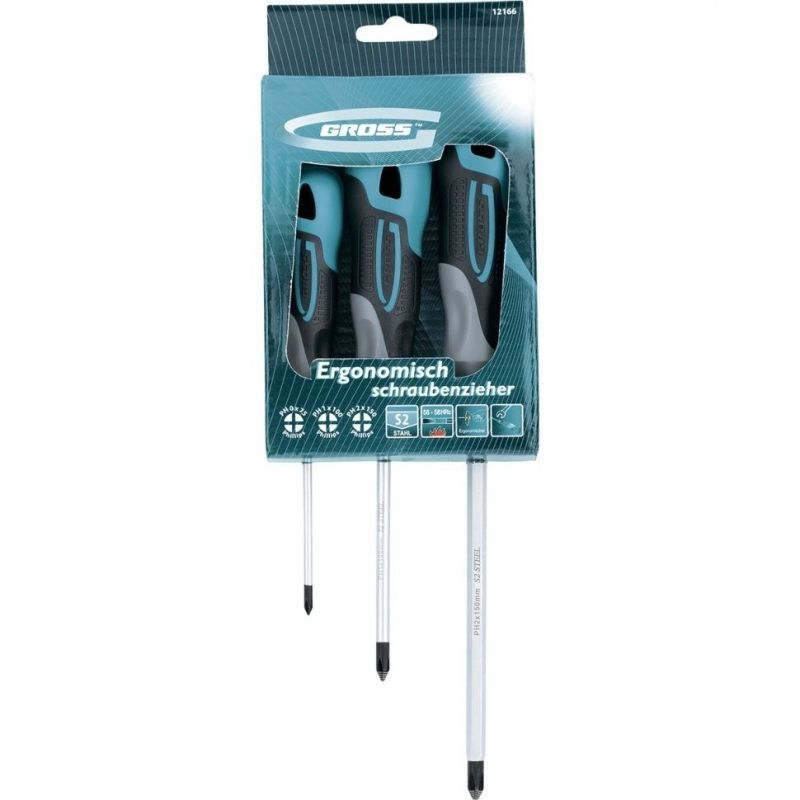 Набор отвёрток PH3 шт, S2, трехкомпонентная рукоятка// Gross