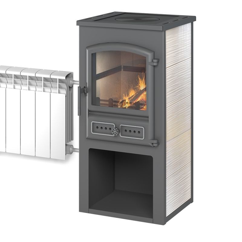 Камин ЭТНА (БКД) с плитой и т/о "Бежевый" Ø115мм