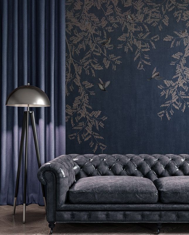 Фреска Графика Графика. Птицы в ветвях. Современный дизайн. ag0245