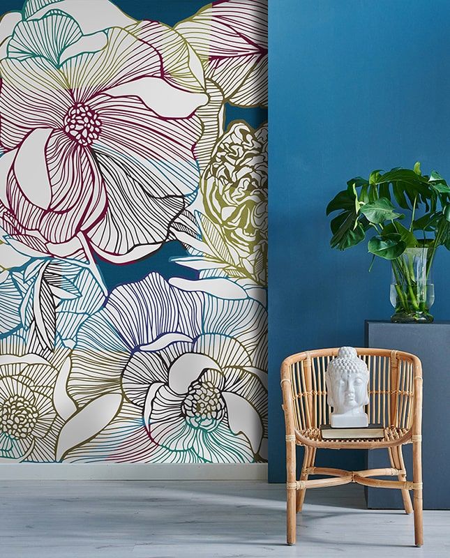 Фреска Графика Цветочные мотивы.  ag0092