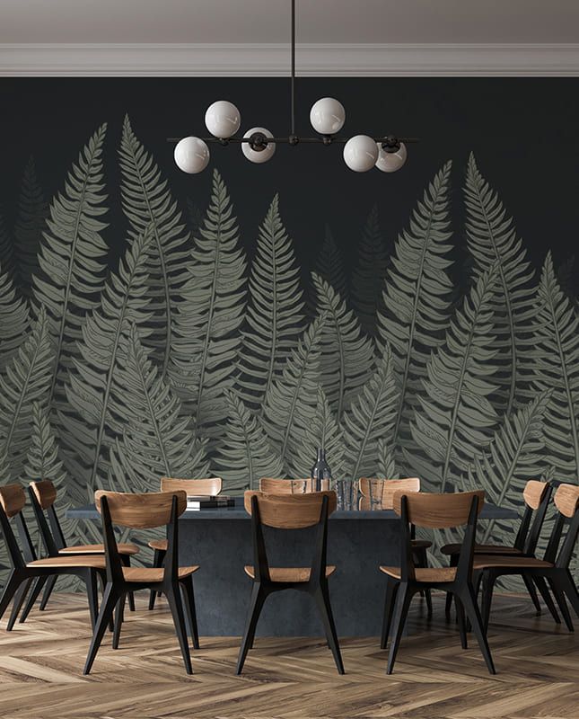 Фреска Графика Ночной папоротник. Современное искусство.  ag0385