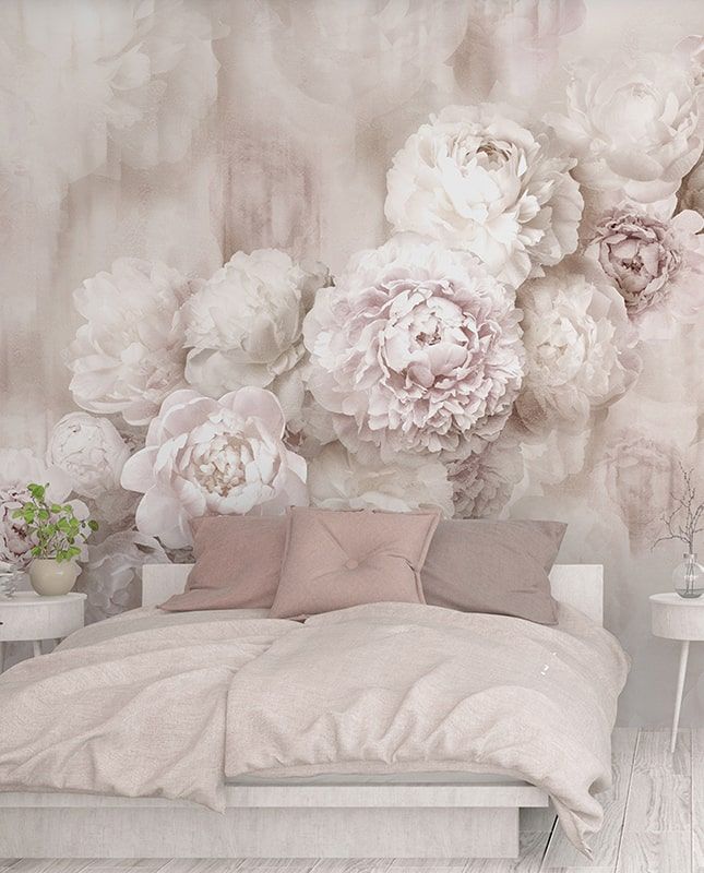 Фреска Графика Пионы. Лофт. Старая стена. ag0370