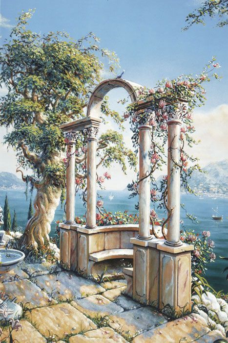 Фреска Живописные арки на морском берегу