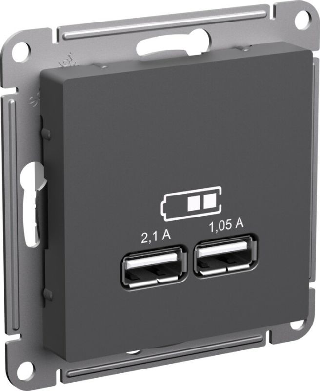 Зарядное устройство USB Schneider, USB-A x 2, 2.1A (Базальт)
