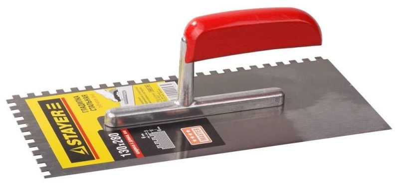 Гладилка STAYER "MASTER" стальная с деревянной ручкой, зубчатая, 6х6мм