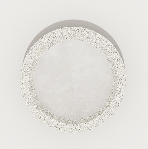 Вазон бетонный уличный Тарель большой (фактура  белый мрамор на белом цементе с пигментом)