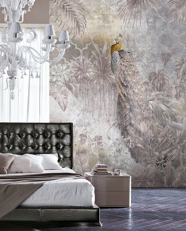 Фреска Графика Восточные мотивы. Тропики. Павлин. ag0388