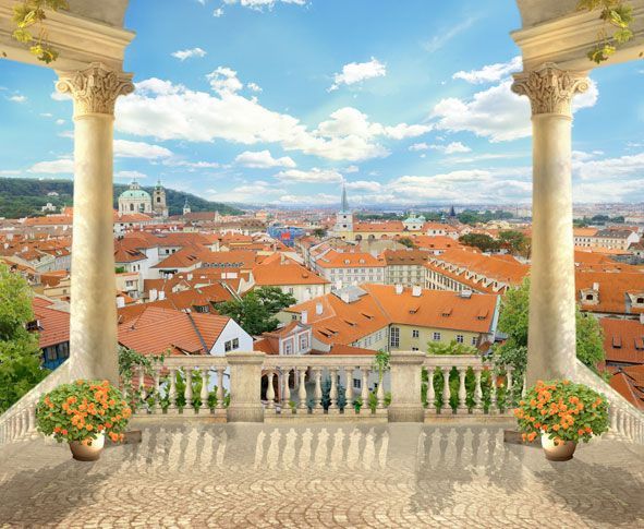 Фреска Терраса с видом на красные крыши