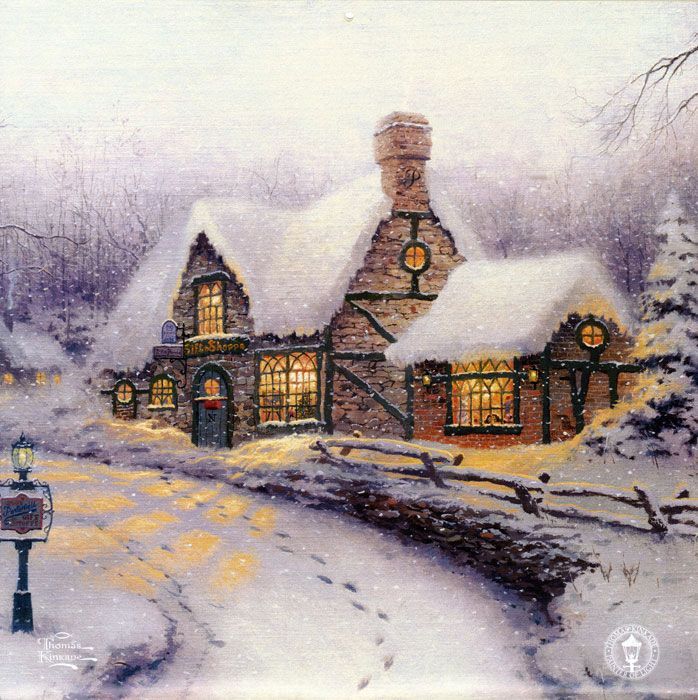 Фреска Снежный вечер в деревне