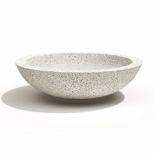 Вазон бетонный уличный Тарель большой (фактура  белый мрамор на белом цементе с пигментом)