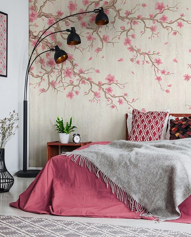 Фреска Графика Сакура. Старая стена. Современное искусство. ag0348