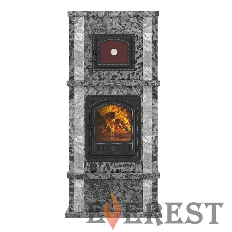 Печь-камин с духовкой EVEREST «KAFA» Пироксенит Элит
