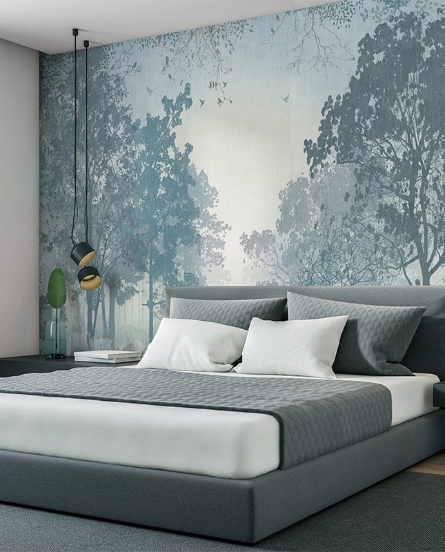 Фреска Графика Лес в холодных тонах.  ag0129