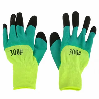 Перчатки " Ноготки двойной облив" 3/4 салатово-зеленые