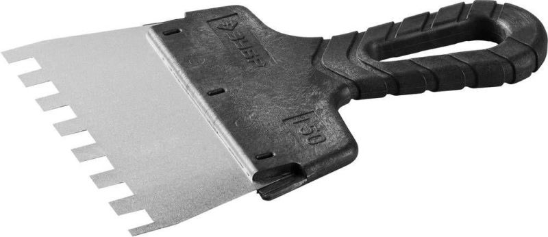 Шпатель ЗУБР "МАСТЕР" ФАСАДНЫЙ, нержавеющее полотно, 150мм, зуб 10х10мм