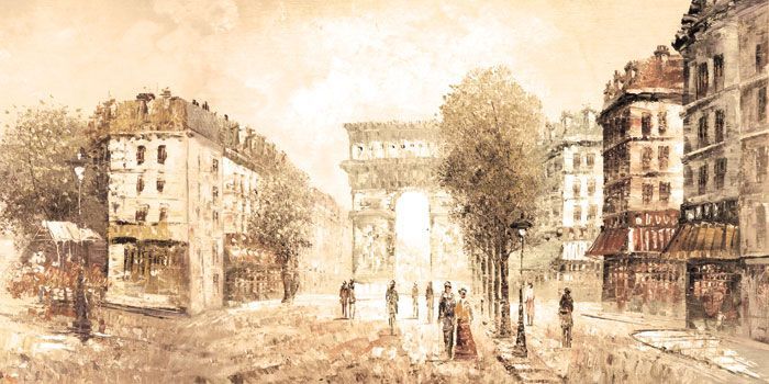 Фреска Улица Парижа в теплых тонах