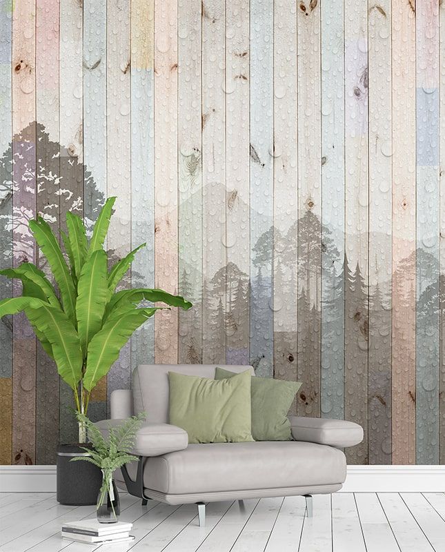 Фреска Графика Лес. Графика. Дерево. Лофт. ag0191