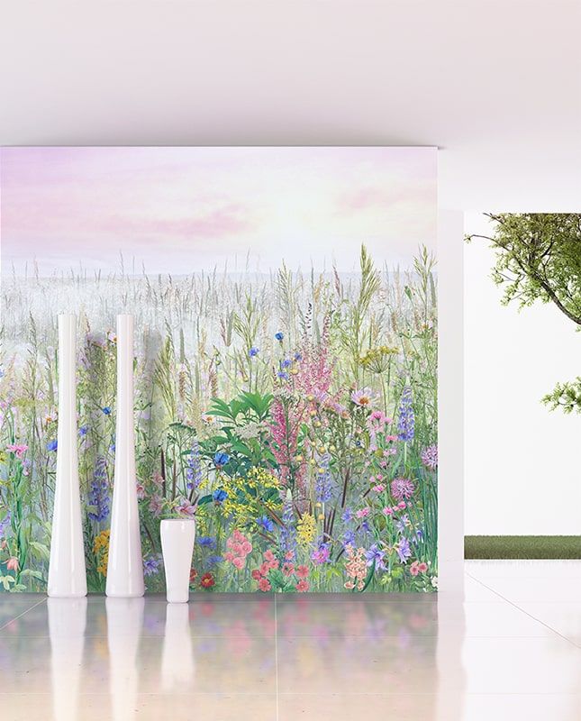 Фреска Графика Цветы на поле. Современный стиль. ag0253