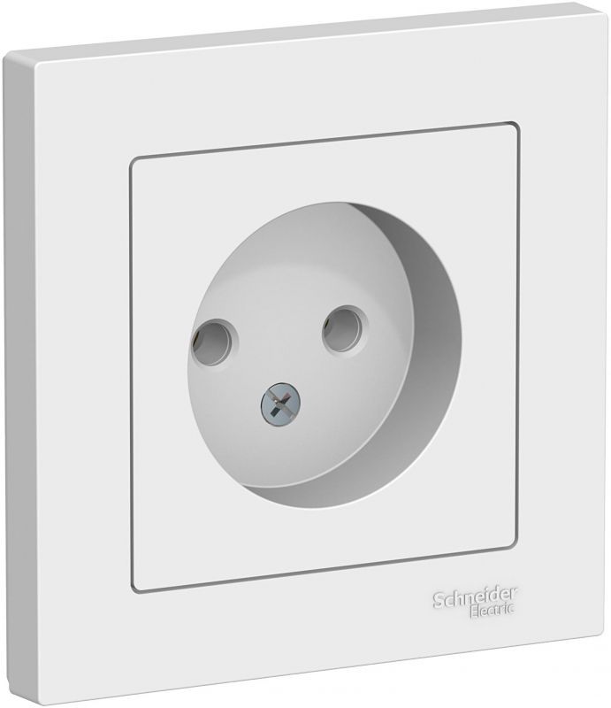 Розетка электрическая Schneider без заземления с рамкой (Белый)