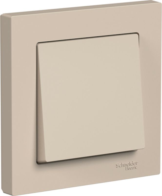 Одноклавишный выключатель комплекте с рамкой (Песочный)