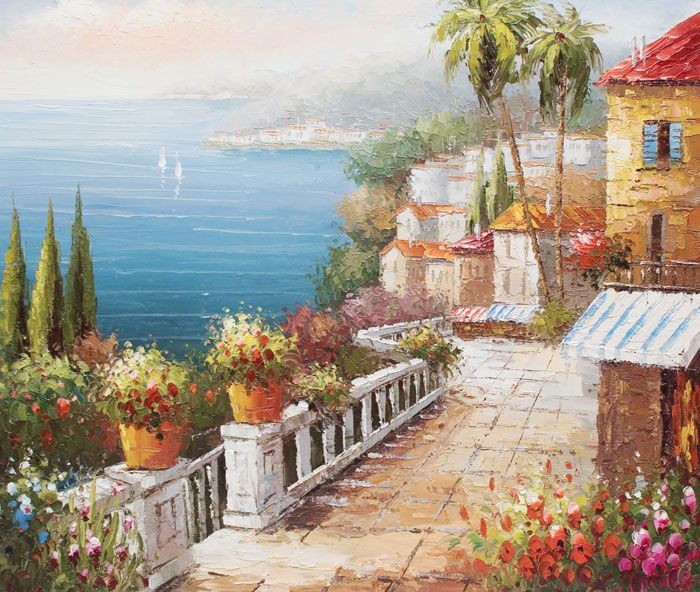 Фреска Морской пейзаж мастихином