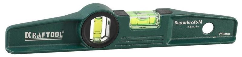 Уровень KRAFTOOL "SUPERKRAFT-M" литой, 2 ампулы, 0,5 мм/м, 250 мм
