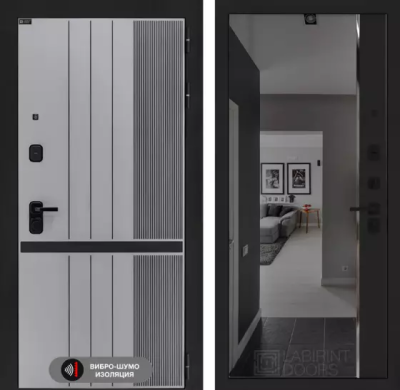 Входная дверь Скайлаб с зеркалом Панорама с тонировкой