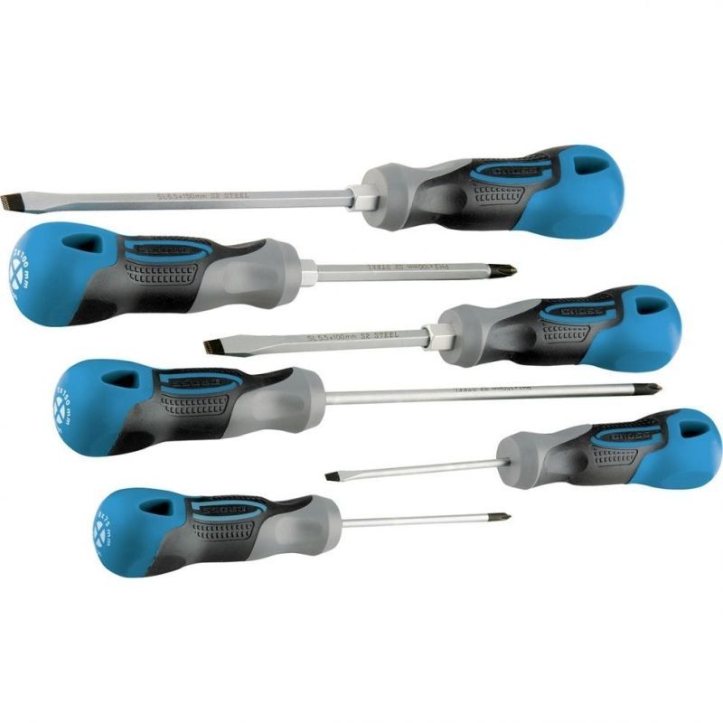 Набор отвёрток 6 шт, S2, трехкомпонентная рукоятка// Gross