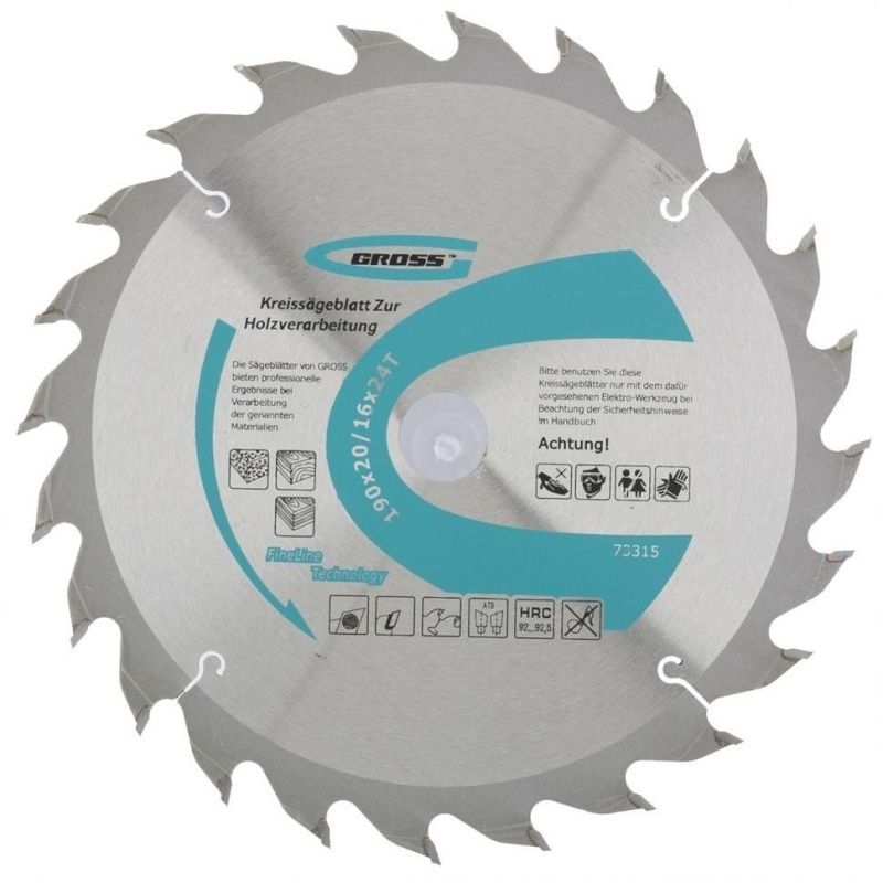 Пильный диск по дереву 185 x 20/16 x 24Т // Gross
