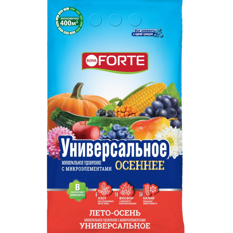 Удобрение минеральное гранулированное с микроэлементами универсальное лето-осень Bona Forte 2,5 кг