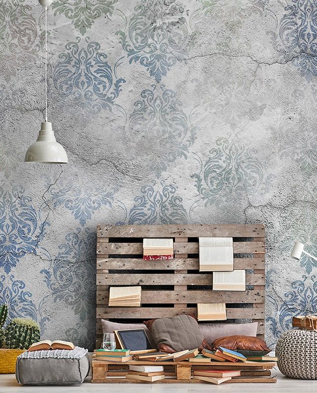 Фреска Графика Орнамент. Лофт. Старая стена. ag0355