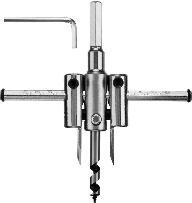 Сверло ЗУБР "МАСТЕР" регулируемое по дереву, двухрезцовое "Балеринка", d=40-120мм, 1-30мм, в блистере