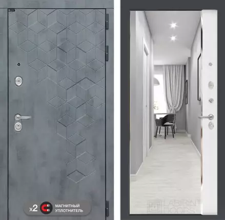 Входная дверь Бетон с зеркалом Панорама