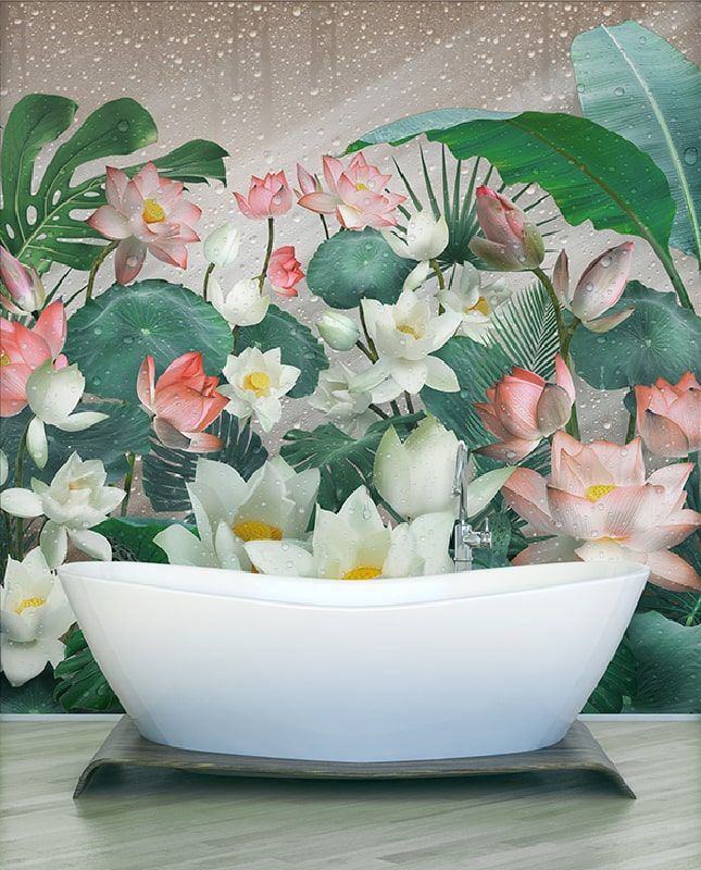 Фреска Графика Райские цветы. Лотосы. Реализм. ag0248
