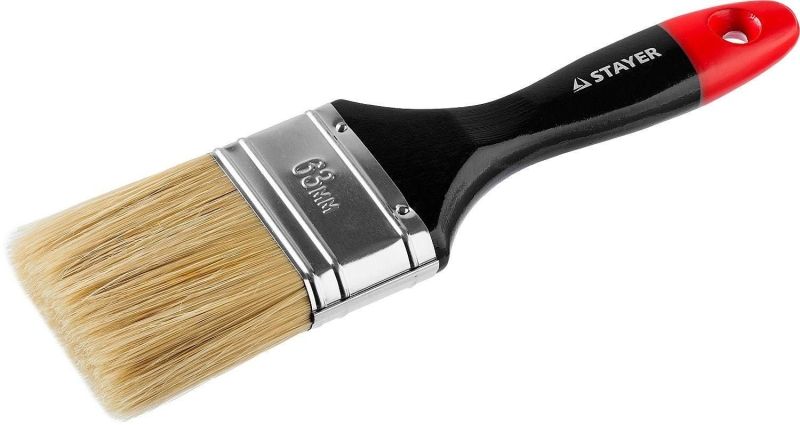 Кисть плоская STAYER "UNIVERSAL-PROFI", светлая натуральная щетина, деревянная ручка, 63мм