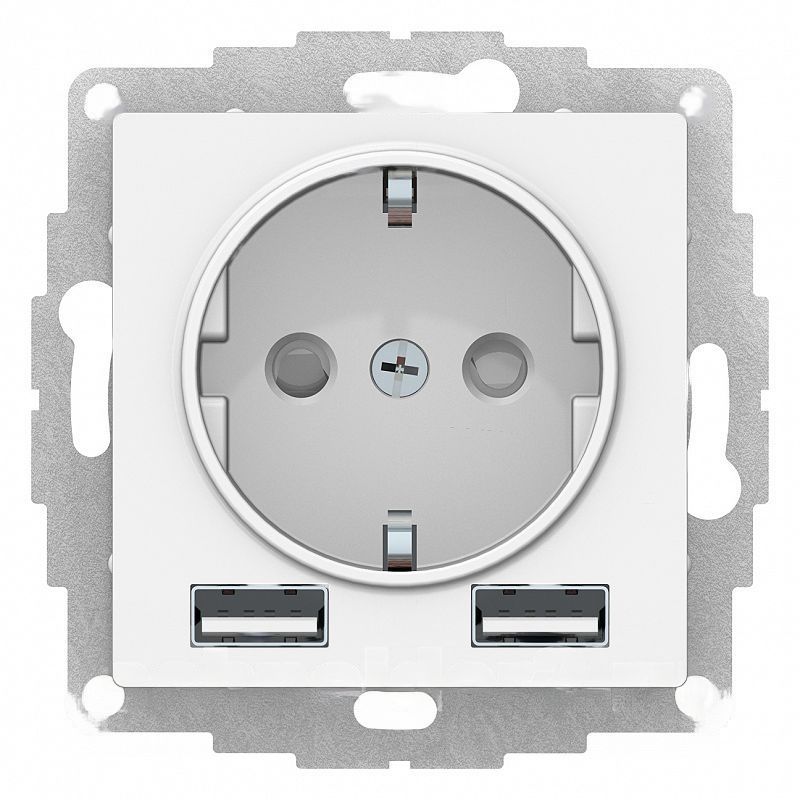 Розетка электрическая Schneider с зарядным устройством USB-A (Белый)