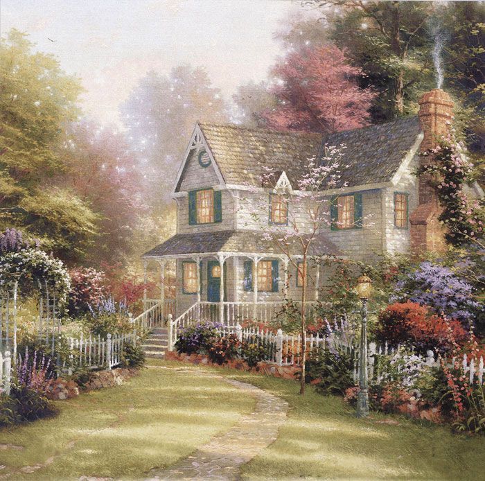 Фреска Живописный белый дом