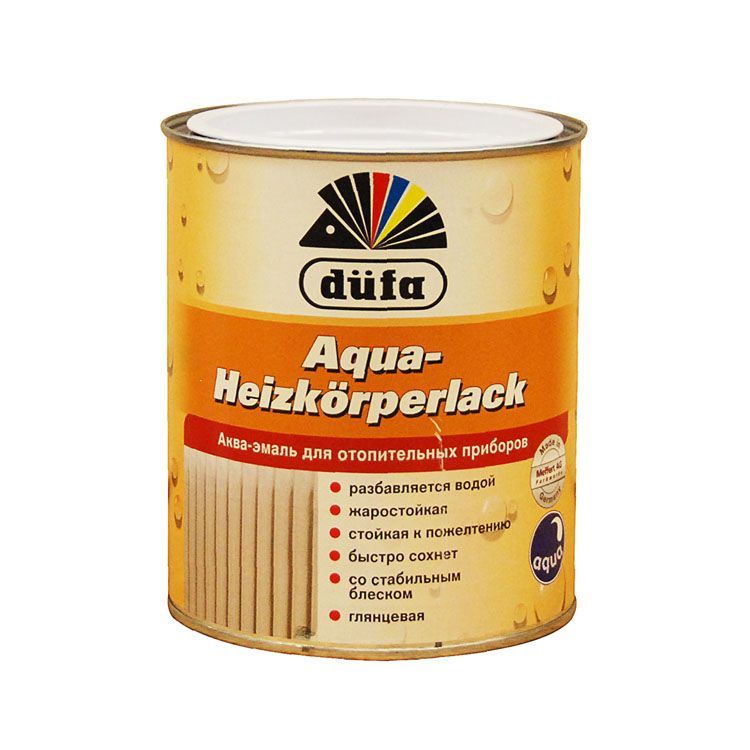 Белая эмаль для отопительных приборов Dufa Aqua-Heizkorperlack, 0,75 л