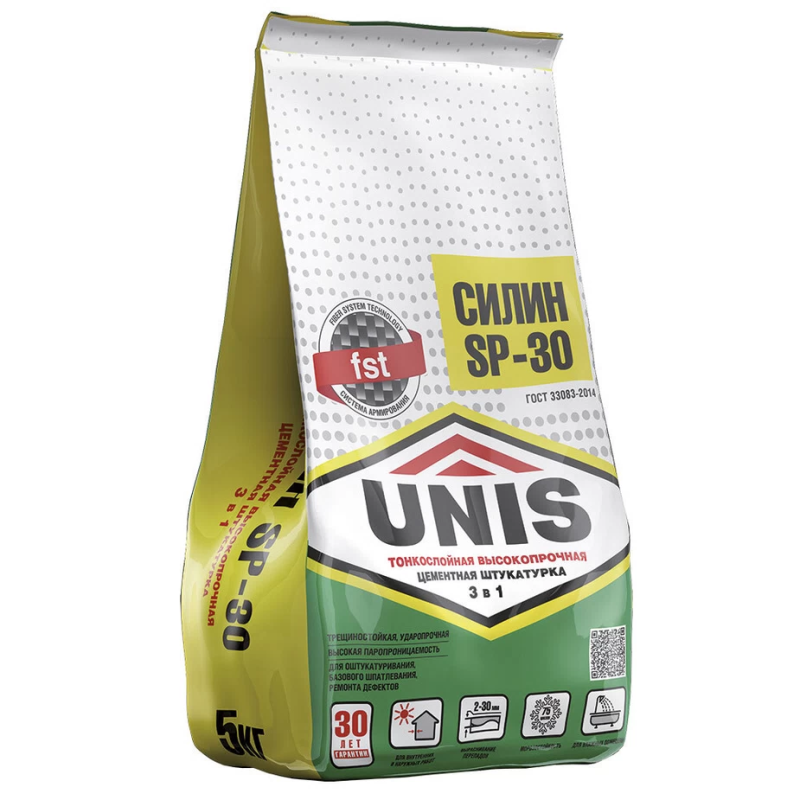 Штукатурка цементная Unis Силин SP-30 универсальная тонкослойная 5 кг
