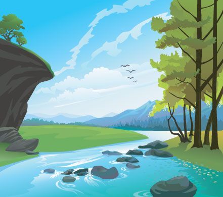 Фреска Лесная река