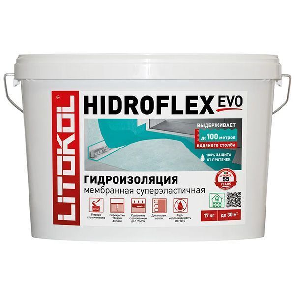 LITOKOL HIDROFLEX состав гидроизоляционный однокомпонентный, обмазочный, зеленый (17кг)