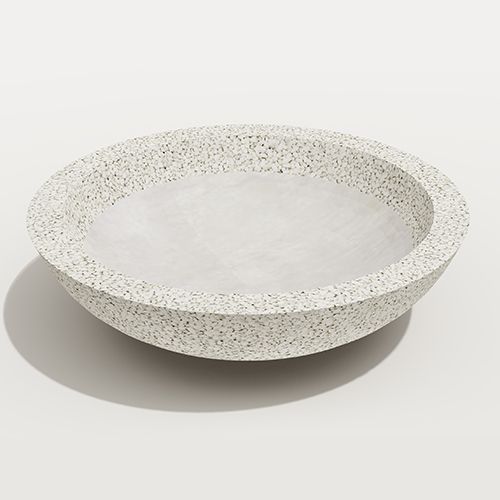 Вазон бетонный уличный Тарель большой (фактура  белый мрамор на белом цементе с пигментом)